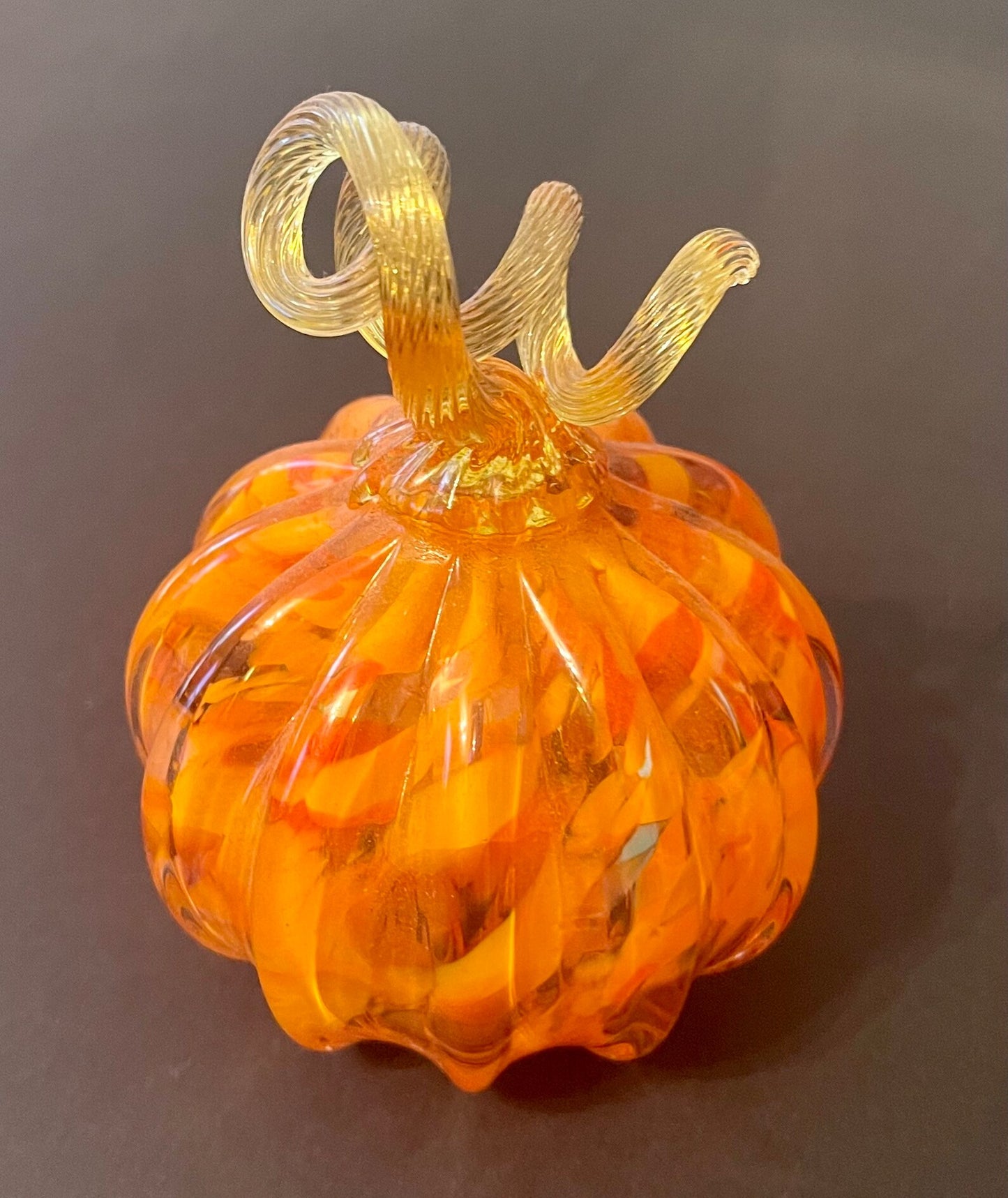 Hand Crafted Medium Pumpkin Sculpture by Boise Art Glass