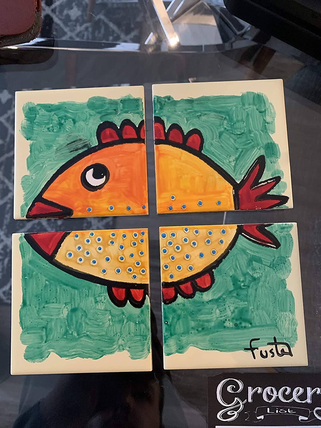 Jose Fuster Authentic Cuban Tile Painting 4 Piece #2