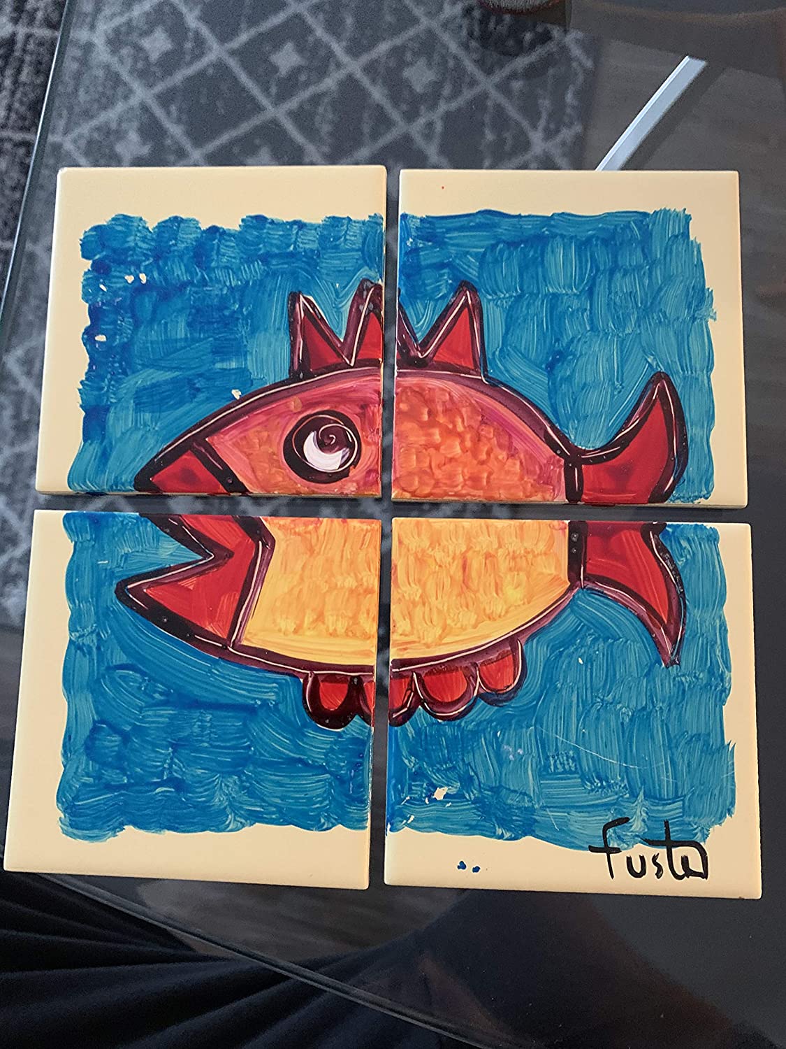 Jose Fuster Authentic Cuban Tile Painting 4 Piece #1