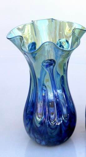 Light Blue Lily Pad Vase Hand Blown Glass