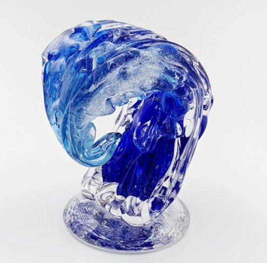 Blue Wave Glass Blown Sculpture