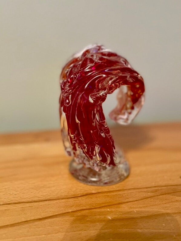 Red Wave Glass Blown Sculpture