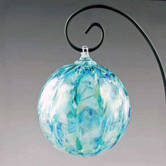 Hand Crafted Ornament Blue Stormy Seas by Boise Art Glass