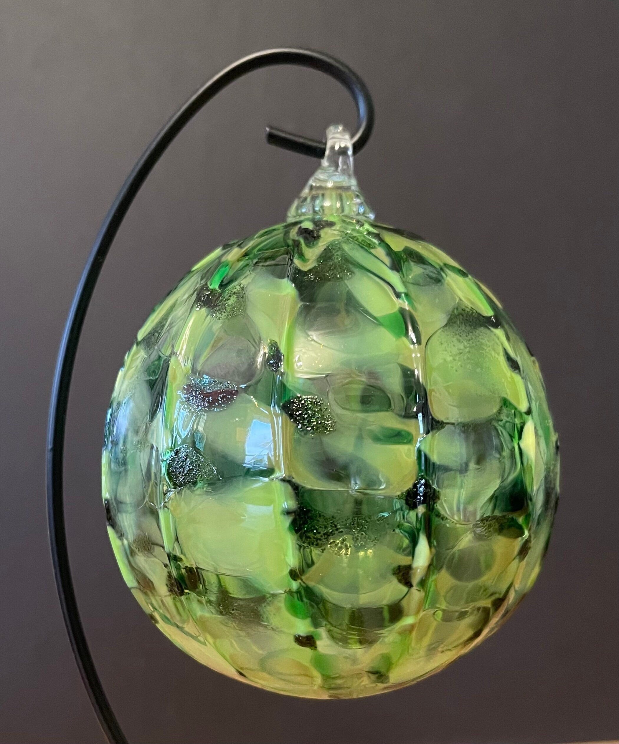 Hand-Painted Glass Thermos Ornament Green