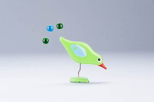 Glass Bird Sculpture in Lime