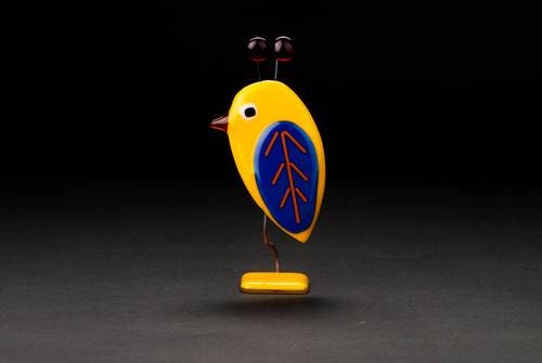 Glass Bird Sculpture on Glass Stand