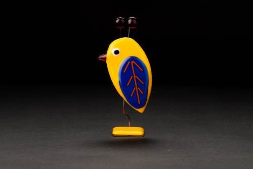 Glass Bird Sculpture on Glass Stand