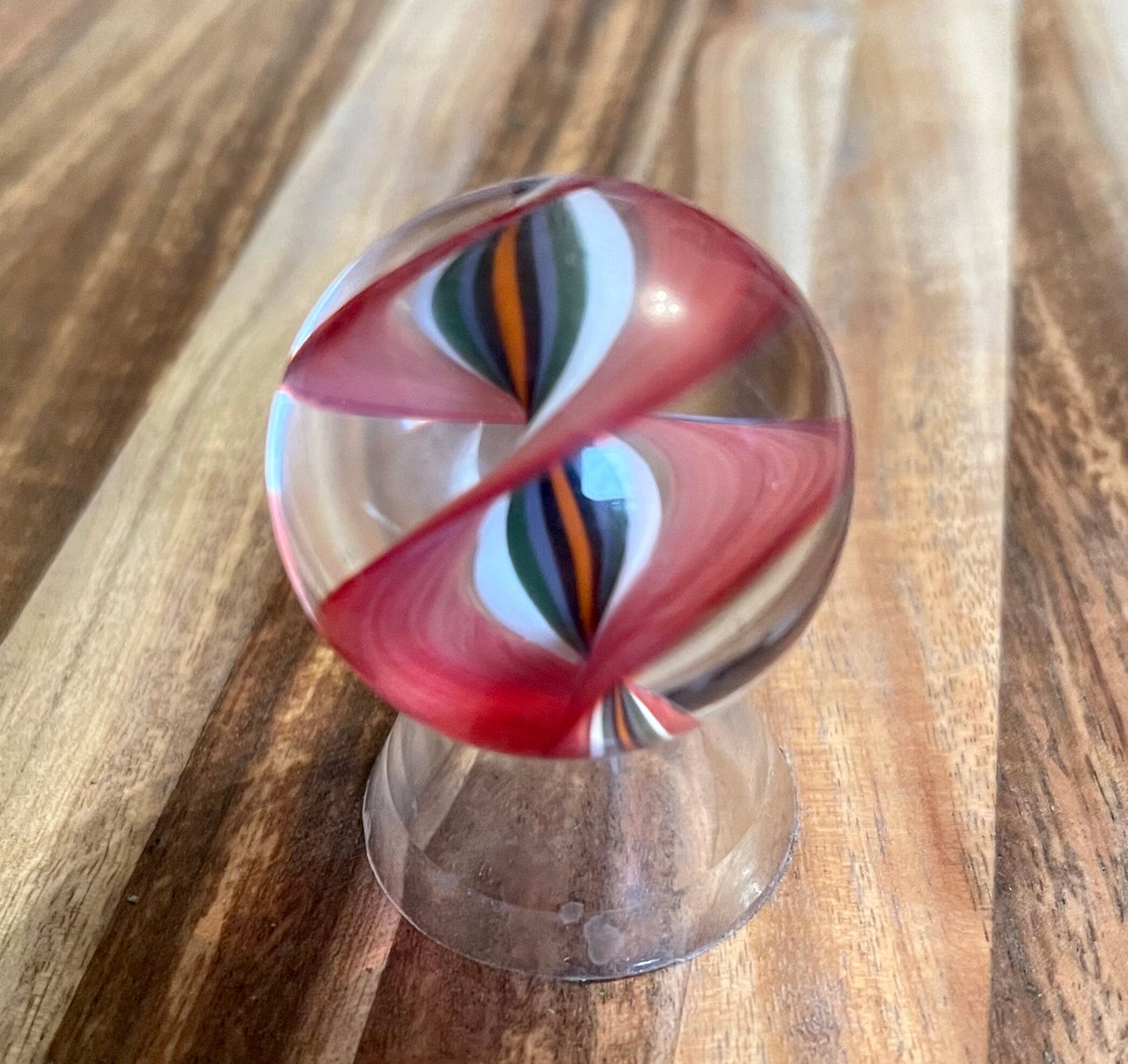 Glass Marble Red Ribbon