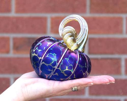 Tilted Glass Pumpkin - Cobalt