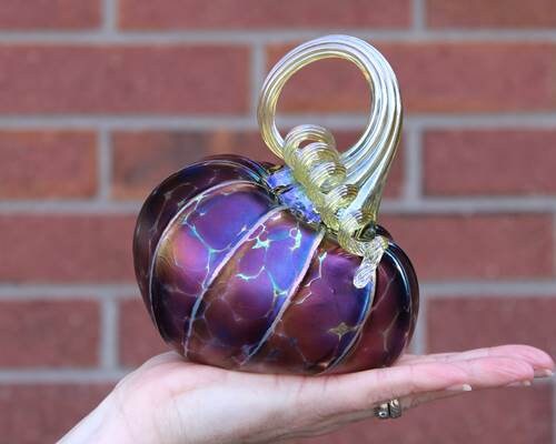 Tilted Glass Pumpkin - Amethyst