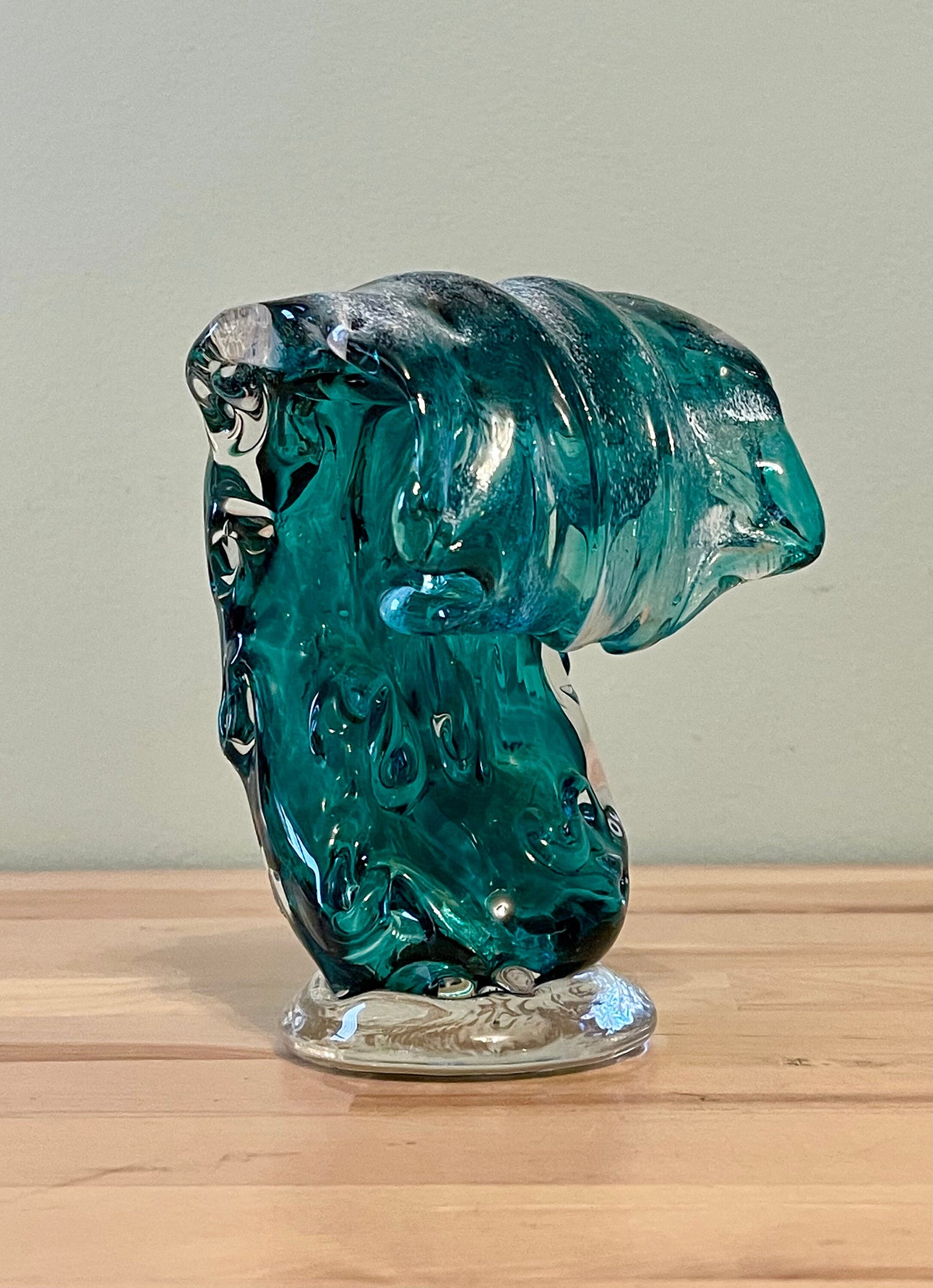 Teal Wave Glass Blown Sculpture