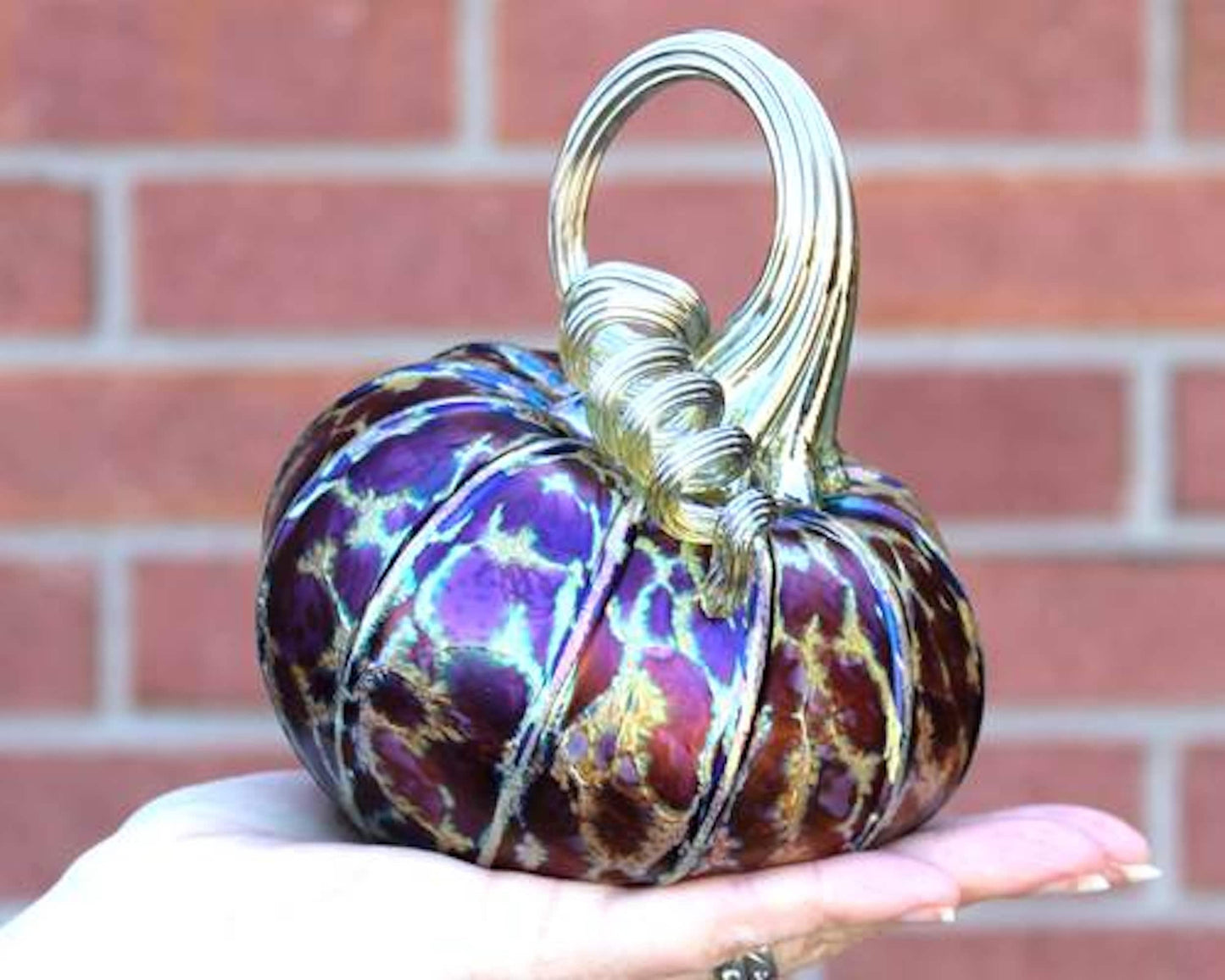 Tilted Glass Pumpkin - Midnight Blue