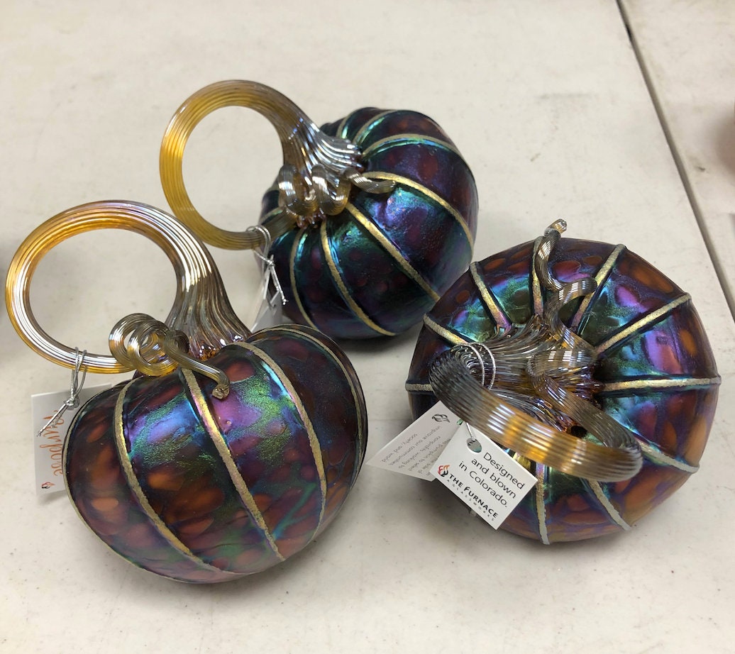 Tilted Glass Pumpkin - Burgundy Small