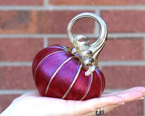 Tilted Glass Pumpkin - Merlot Small