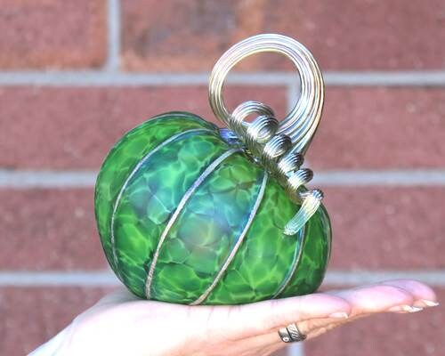 Tilted Glass Pumpkin - Green