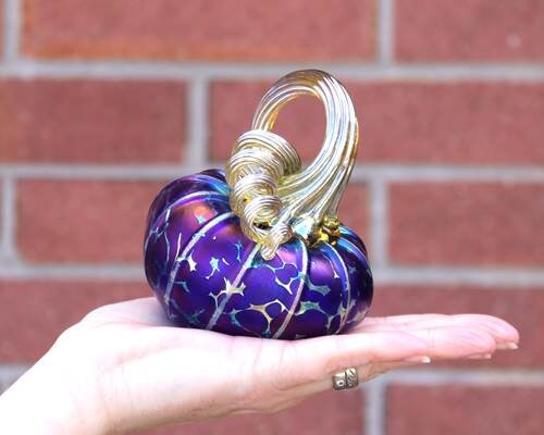 Tilted Glass Pumpkin - Cobalt Small