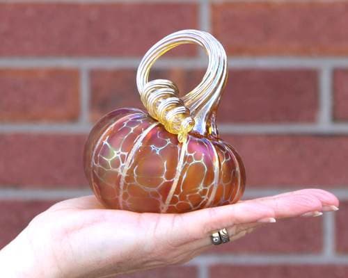 Tilted Glass Pumpkin - Golden Ruby Small