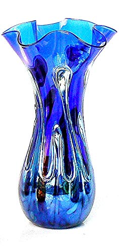 Cobalt Lily Pad Vase Hand Blown Glass