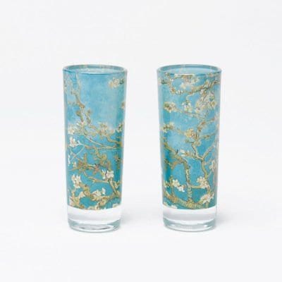 Vincent Van Gogh Shot Glasses Almond Blossom Design - 2 pack