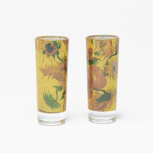Vincent Van Gogh Shot Glasses Sunflowers Design - 2 pack