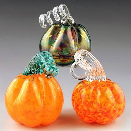 Hand Crafted Medium Pumpkin Sculpture by Boise Art Glass