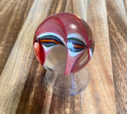 Glass Marble Red Ribbon