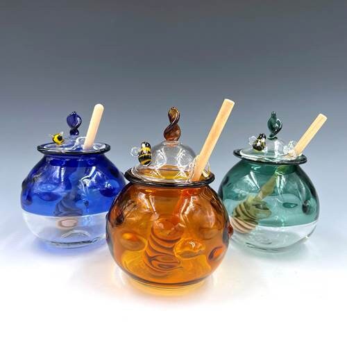 Glass Honey Pot with Bee & Wand
