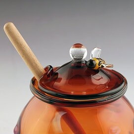 Glass Honey Pot with Bee & Wand