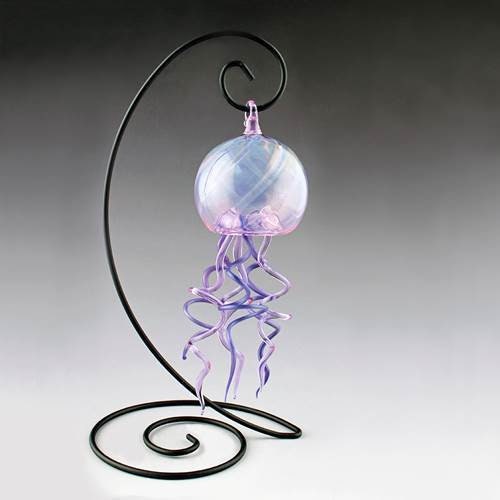 Hand Crafted Ornament Purple Jellyfish by Boise Art Glass