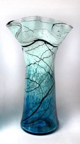 Blue Lightning Vase Hand Blown Glass