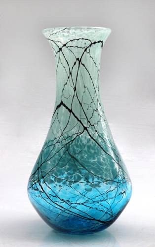 Aqua Lightning Bottle Hand Blown Glass